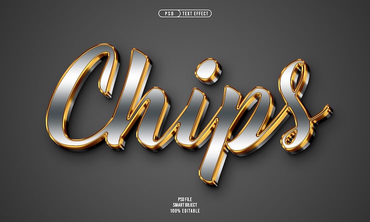 Zdarma PSD chips 3d upravitelný textový efekt