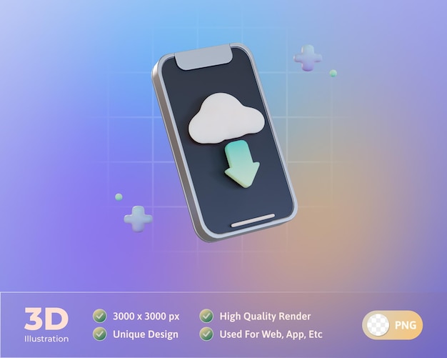 Zdarma PSD cloud storage telefon stáhnout 3d ilustrace