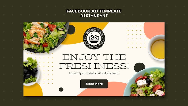 Zdarma PSD dynamická šablona pro facebook pro restauraci