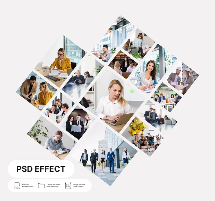 Zdarma PSD fotoefekt mřížky koláže