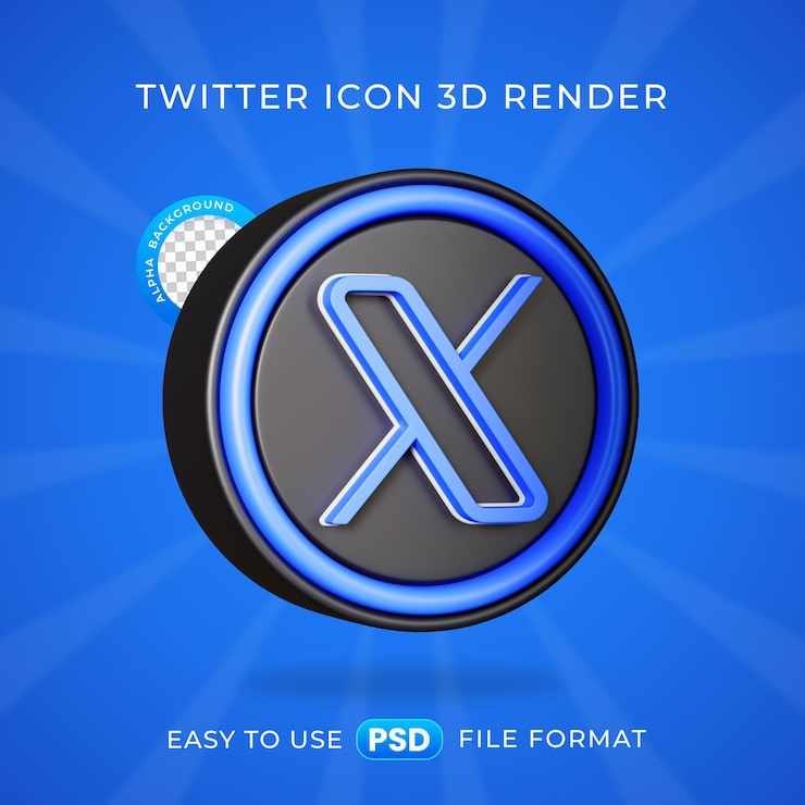 Zdarma PSD ikona loga twitter izolovaná 3d ilustrace