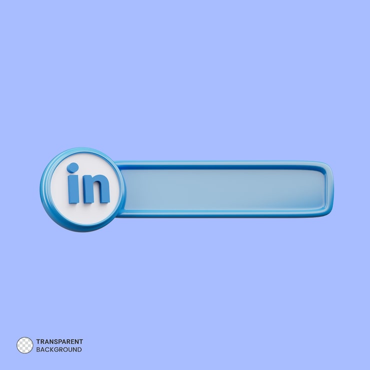 Zdarma PSD linkedin s ikonou vyhledávacího panelu, 3d renderování