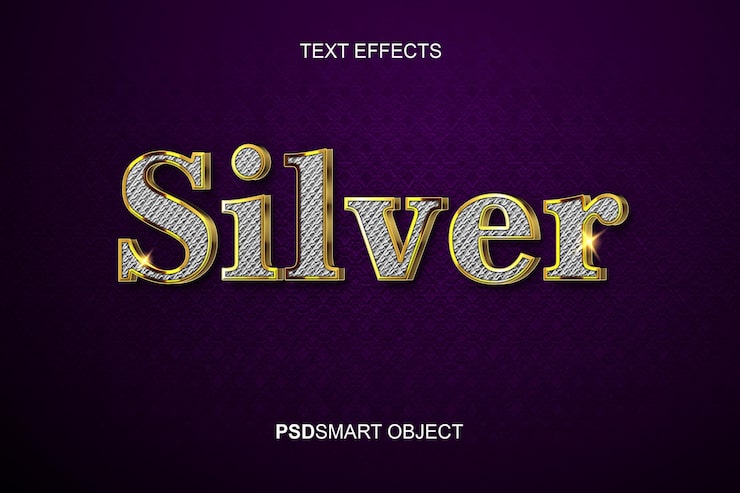 Zdarma PSD luxusní upravitelný textový efekt stříbrný zlatý 3d textový styl