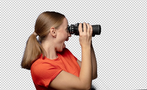 Zdarma PSD mladá blondýna s dalekohledem