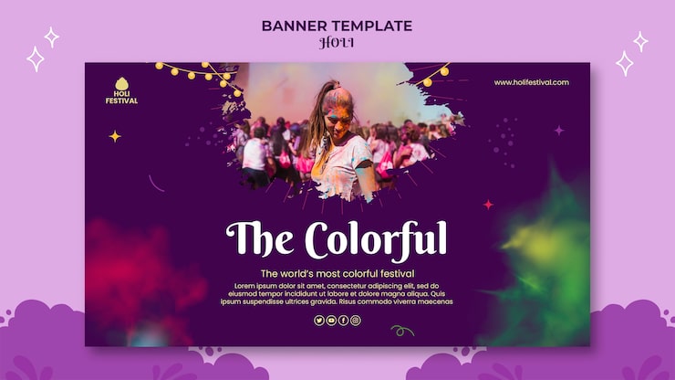 Zdarma PSD šablona banneru pro festival holi