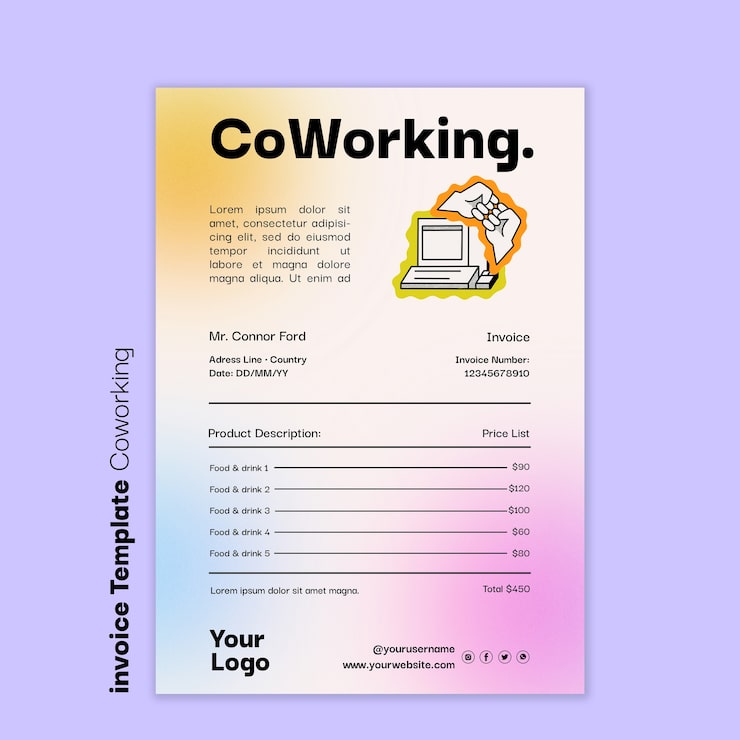 Zdarma PSD šablona coworkingu v plochém designu