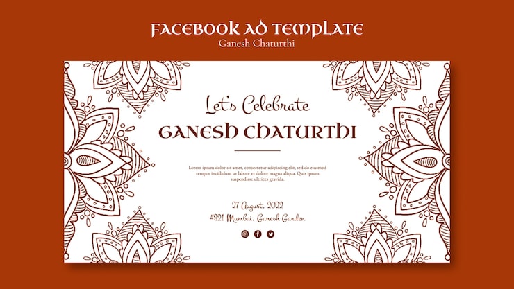 Zdarma PSD šablona ganesh chaturthi v plochém designu