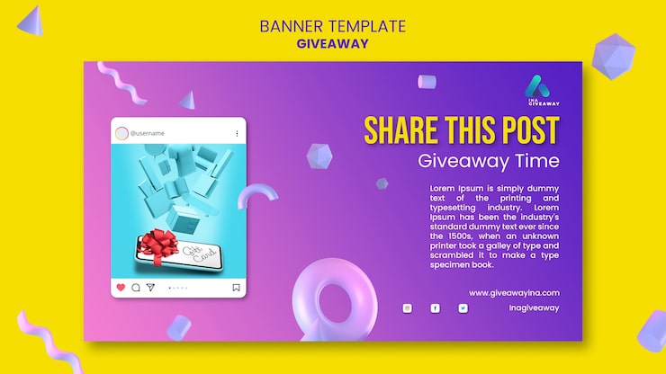 Zdarma PSD šablona gradientního banneru pro giveaway