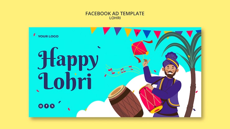 Zdarma PSD šablona na facebook s motivem oslavy lohri