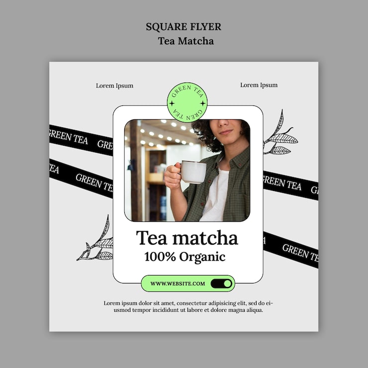 Zdarma PSD šablona návrhu matcha tea