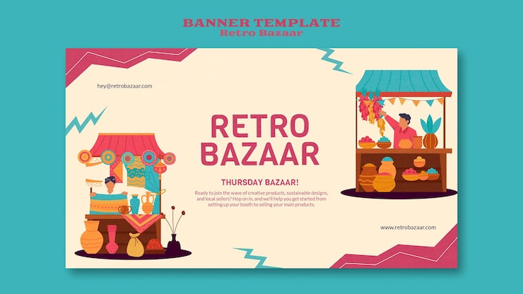 Zdarma PSD šablona retro banneru z bazaru