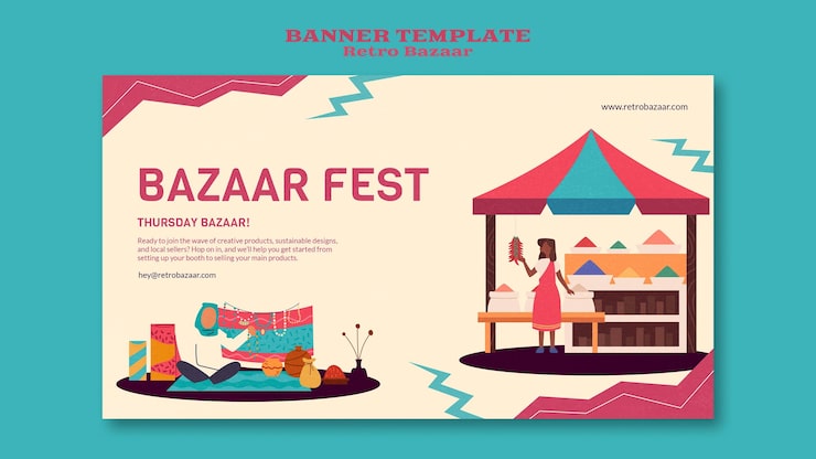 Zdarma PSD šablona retro banneru z bazaru