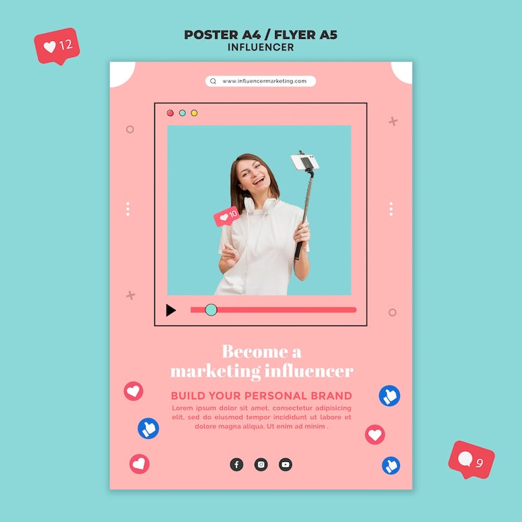 Zdarma PSD šablona svislého tisku pro influencery