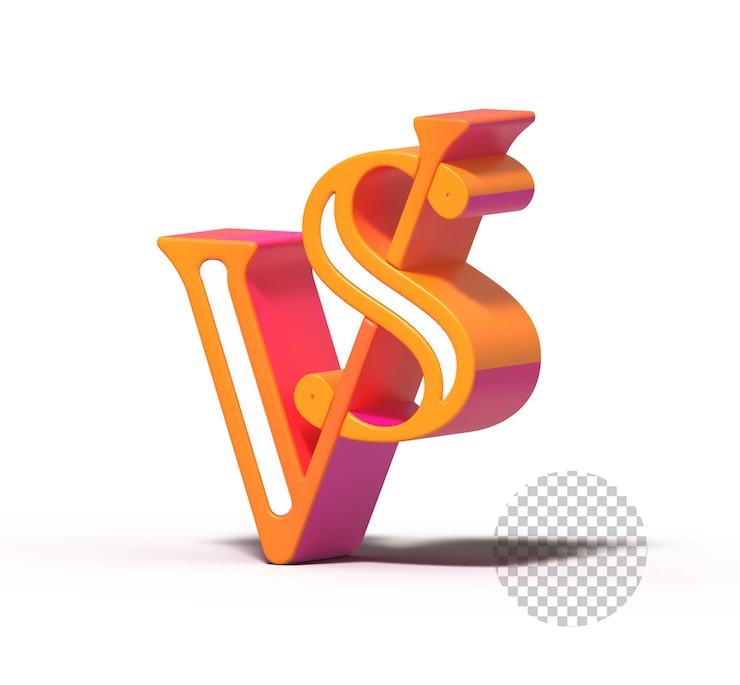 Zdarma PSD znamení vs versus 3d renderování logo písmene firmy