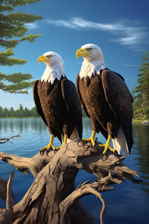 Ücretsiz Fotoğraf ağaç dalında 3d render kartal görüntüsü