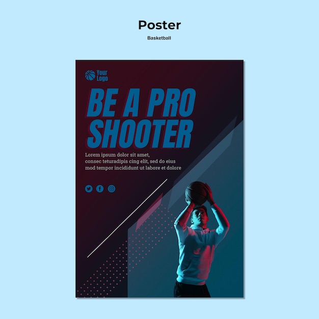 Ücretsiz PSD basketbol poster stili