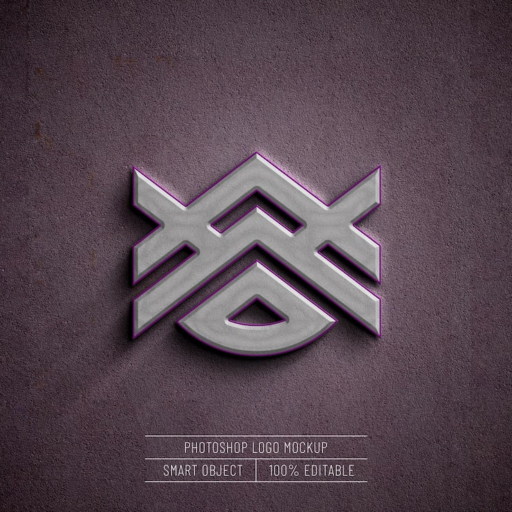 Ücretsiz PSD beton duvarda 3d gerçekçi logo mockup
