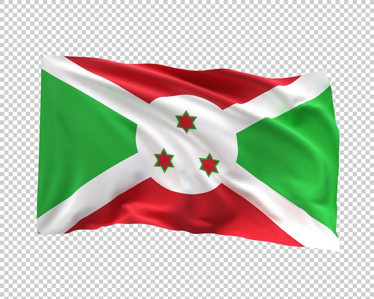 Ücretsiz PSD burundi bayrağı şeffaf arka planda dalgalanıyor