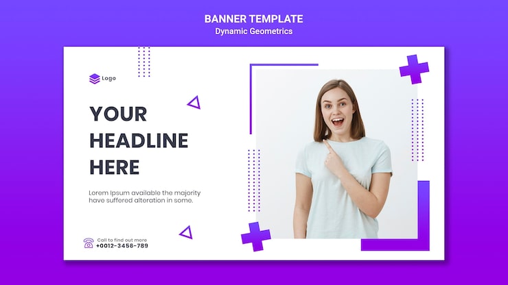 Ücretsiz PSD dinamik geometrilerle ücretsiz tema için yatay banner