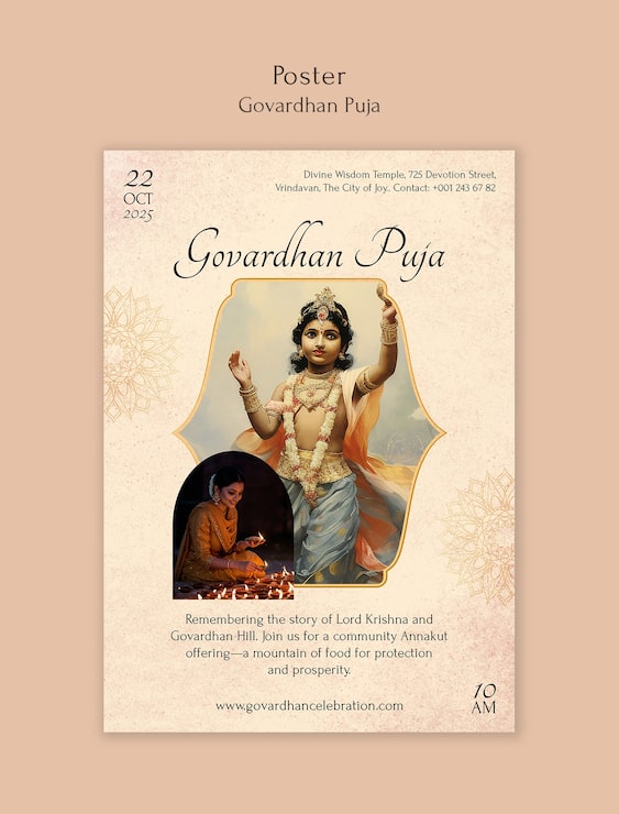 Ücretsiz PSD govardhan puja posteri