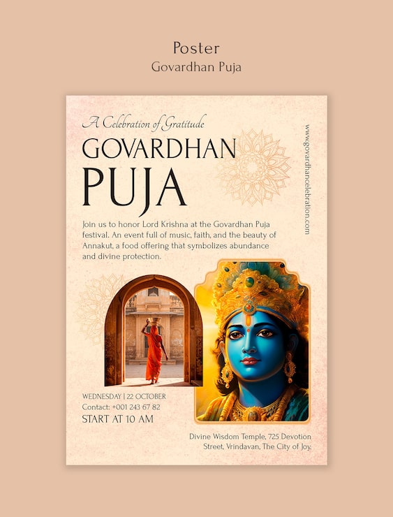 Ücretsiz PSD govardhan puja posteri