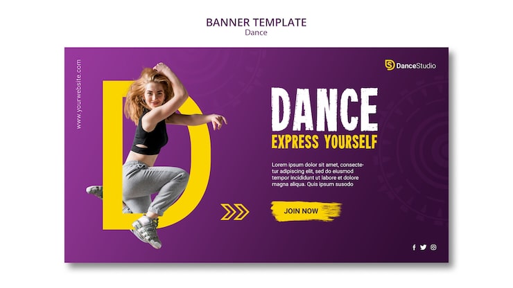 Ücretsiz PSD kadın dansçı banner şablonu