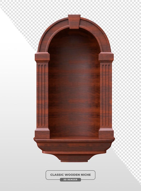 Ücretsiz PSD klasik ahşap niş 3d render