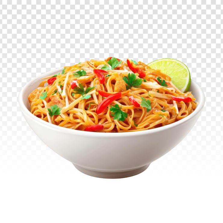 Ücretsiz PSD lezzetli tavuklu ve misket limonlu pad thai eriştesi