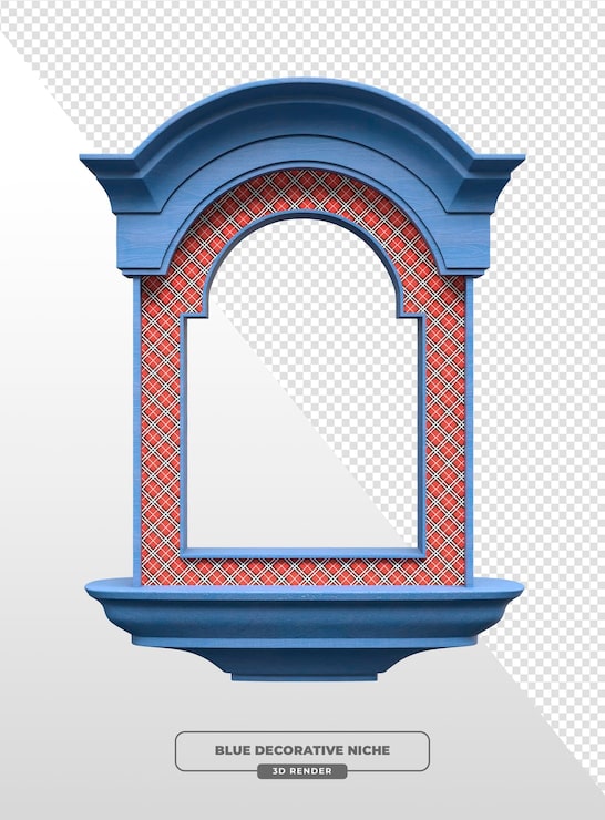 Ücretsiz PSD mavi dekoratif niş 3d render