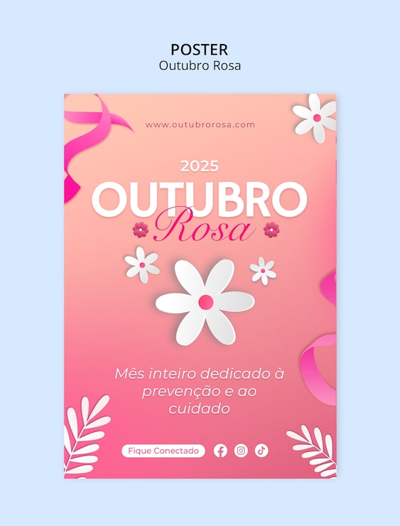 Ücretsiz PSD outubro rosa poster şablonu