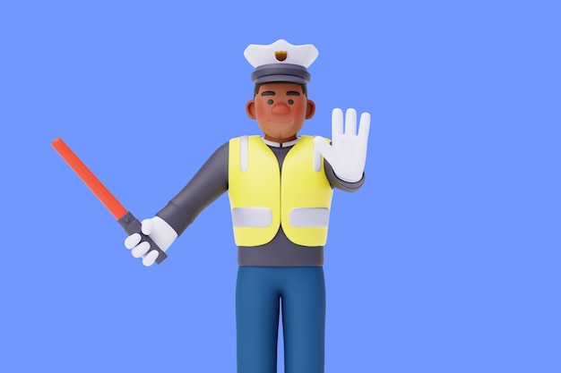 Ücretsiz PSD polis karakterinin 3d render'ı
