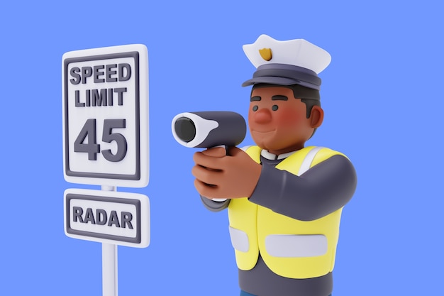 Ücretsiz PSD polis karakterinin 3d render'ı