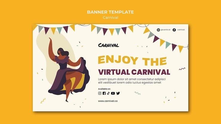 Ücretsiz PSD resimli karnaval banner şablonu