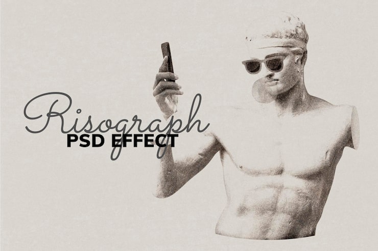Ücretsiz PSD risograph psd efekti kullanımı kolay remikslenmiş medya