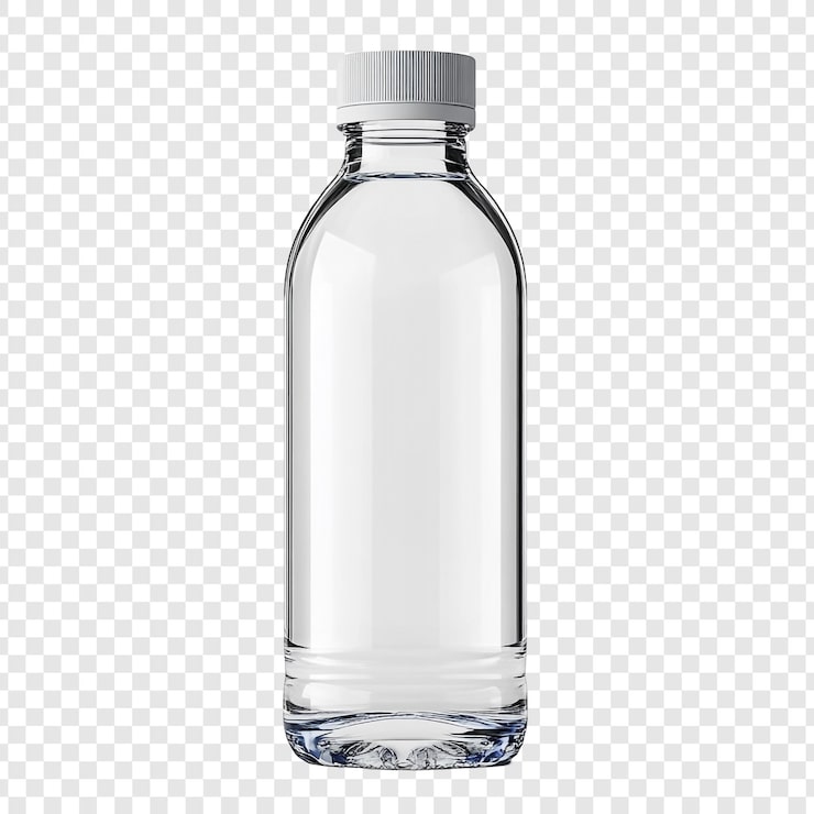 Ücretsiz PSD şeffaf plastik su şişesi mockup