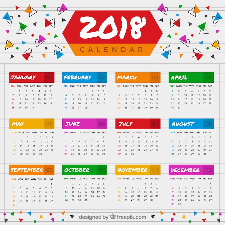 Ücretsiz Vektör 2018 takvimi şablonu