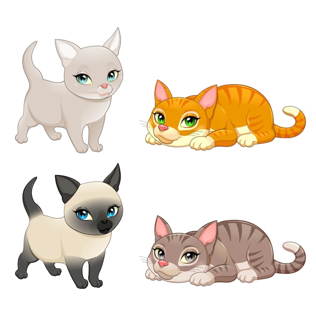 Ücretsiz Vektör 4 şirin kedi