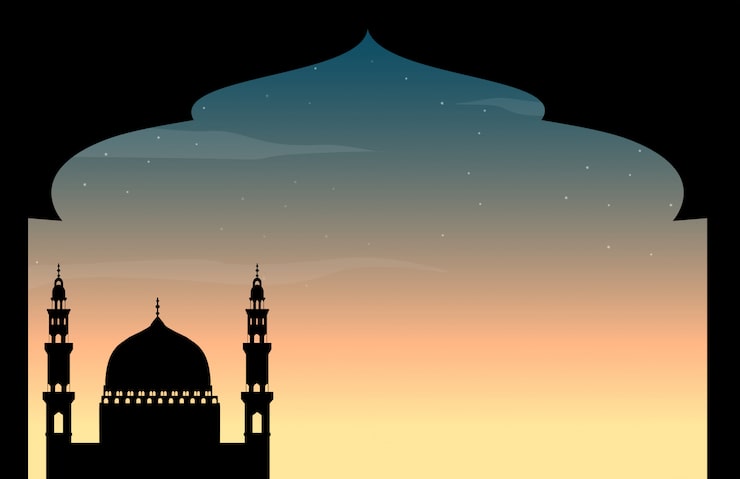 Ücretsiz Vektör alacakaranlıkta siluet cami
