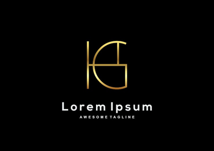 Ücretsiz Vektör altın renkli logolu lüks h g çizgi harfi