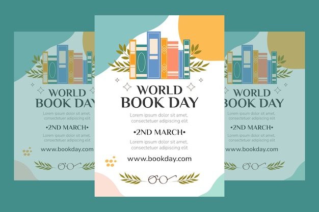 Dünya Kitap Günü kutlaması için dikey poster şablonu