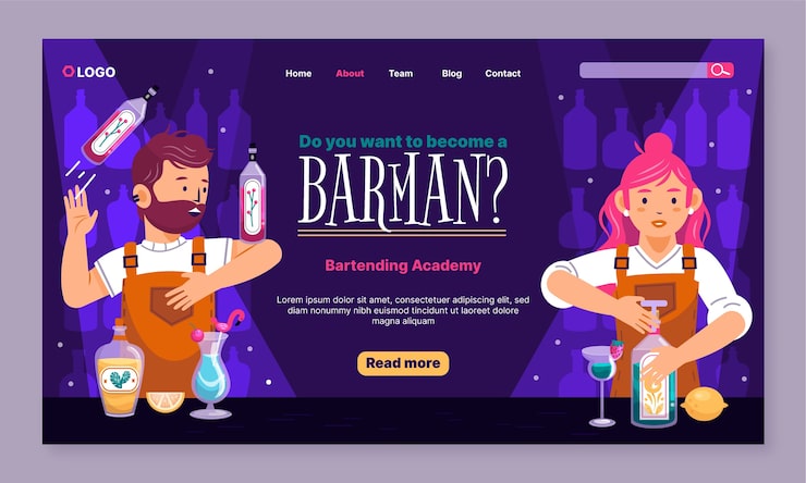 Ücretsiz Vektör düz barmen açılış sayfası şablonu