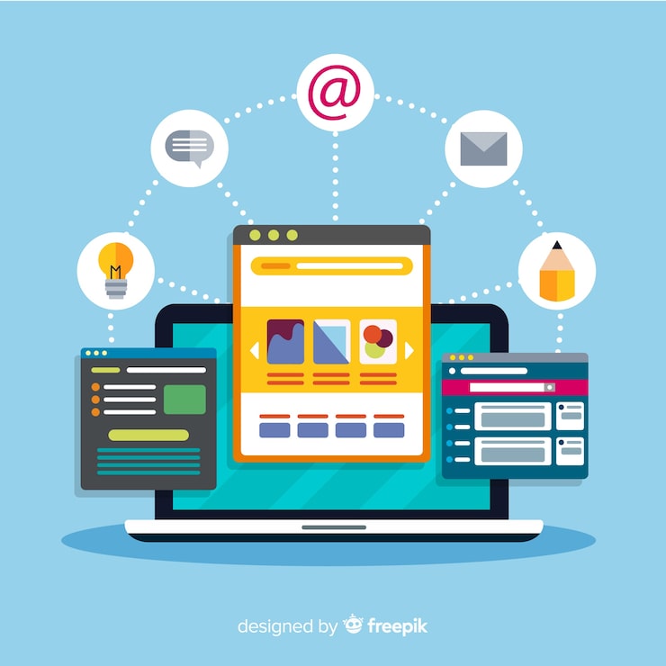 Ücretsiz Vektör düz stil ile modern web design konsepti