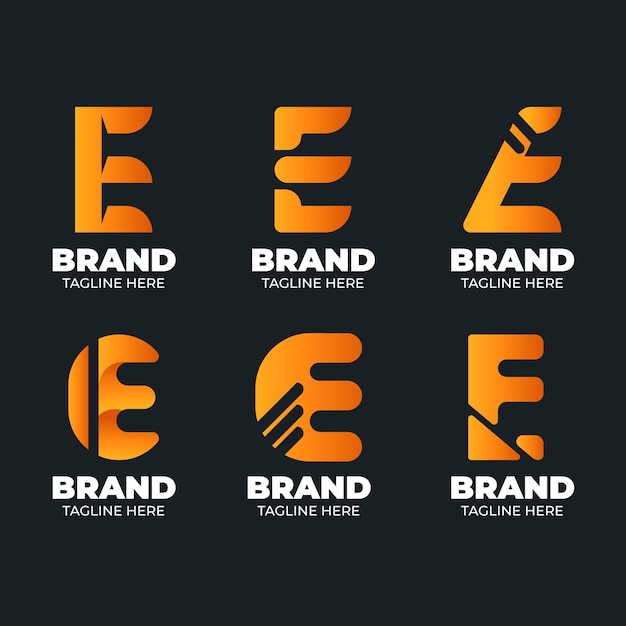 Ücretsiz Vektör düz tasarım e logo şablon koleksiyonu