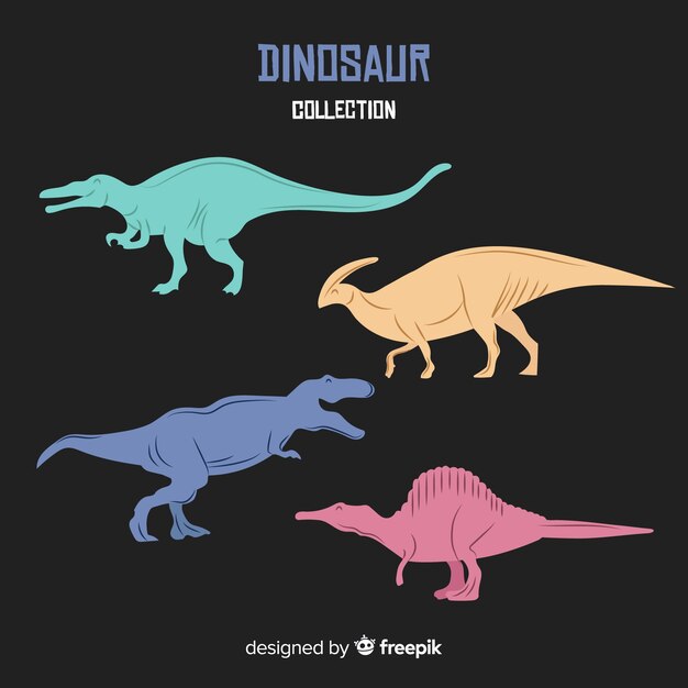 Ücretsiz Vektör el çizimi dinozor koleksiyonu
