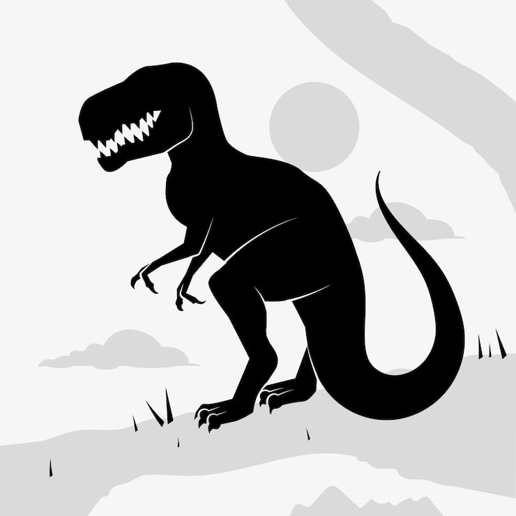 Ücretsiz Vektör el çizimi t-rex silüeti