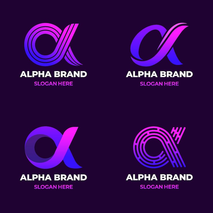 Ücretsiz Vektör gradyan alfa logo paketi