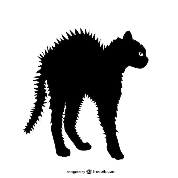 Ücretsiz Vektör kızgın kedi silueti