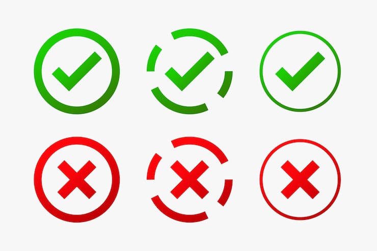Ücretsiz Vektör koleksiyonda yeşil ve kırmızı onay işareti dairesel işareti