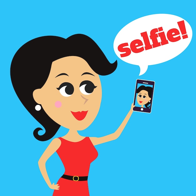 Ücretsiz Vektör mavi arka planda selfie