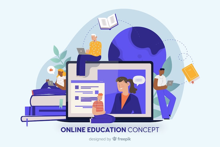 Ücretsiz Vektör online eğitim arka planı